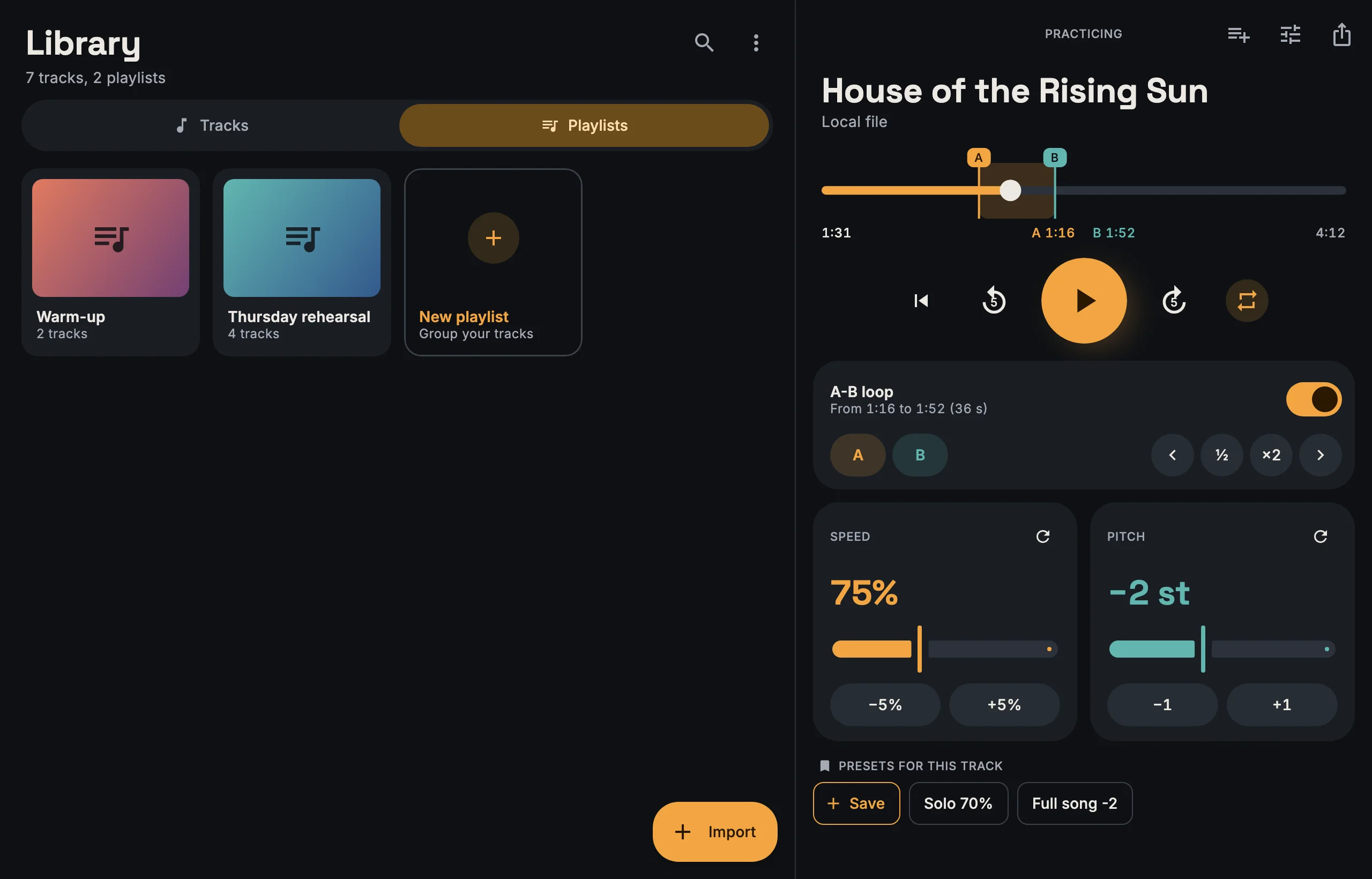 The playlists tab